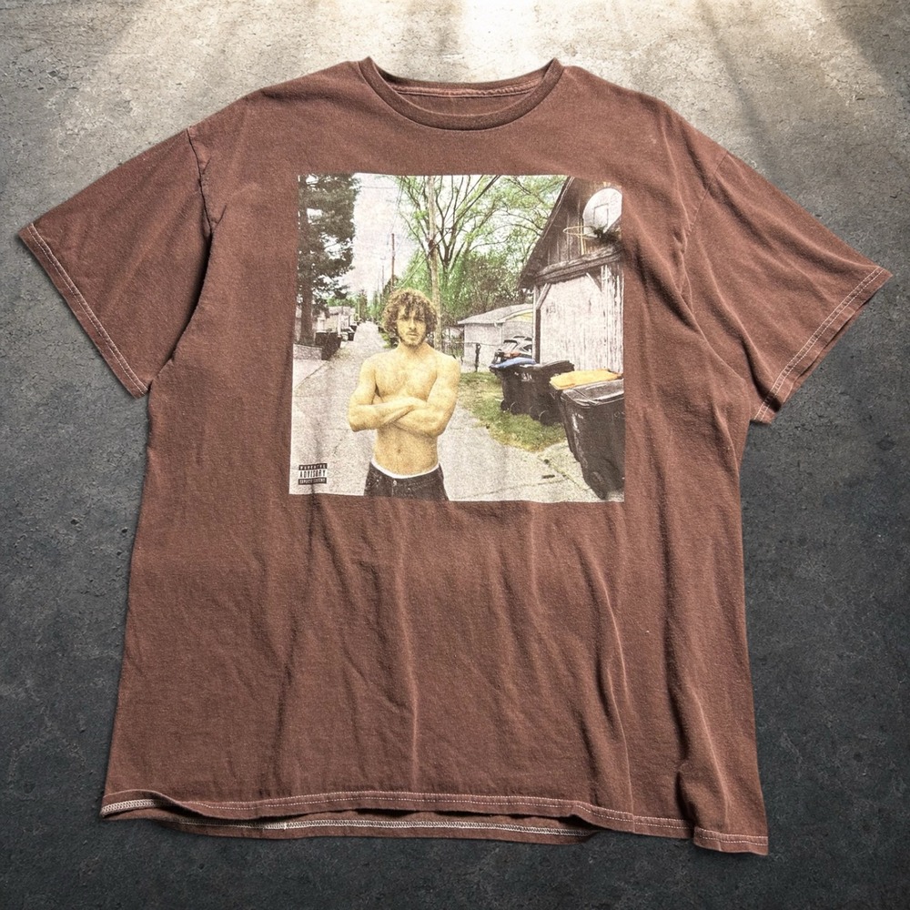 Jack Harlow Confetti Graphic T-Shirt Brown Skater Y2K Retro Size Large